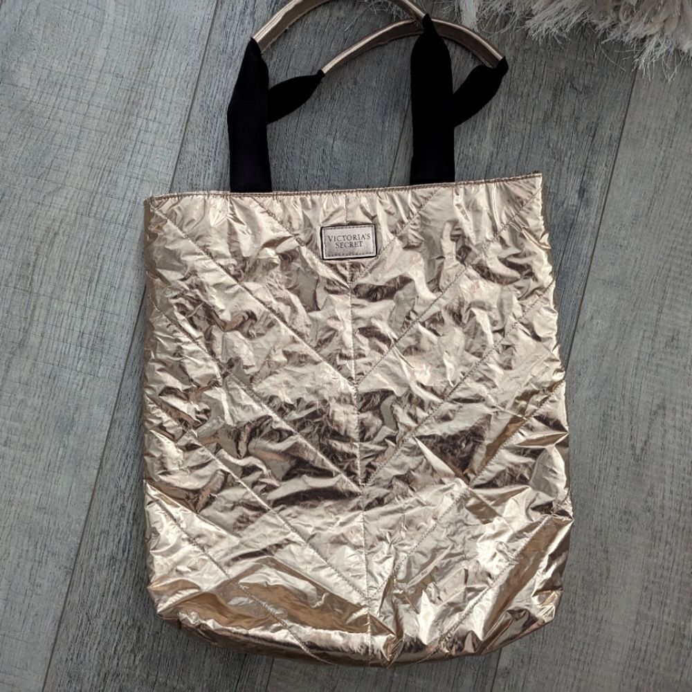 Victoria's secret Gold tote And cosmetic bag bundle